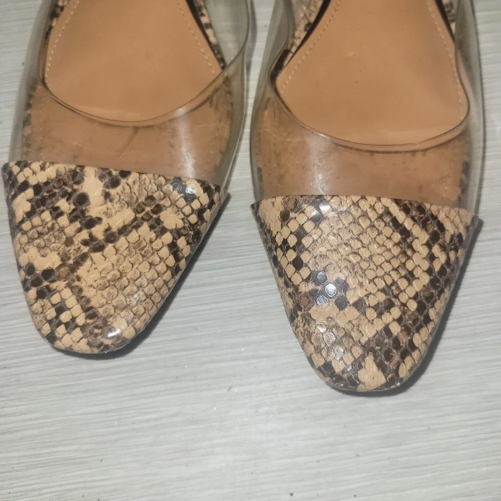 Zara Basic Collection Women Snake‎ Print Pointed Toe Clear D Orsay Flats Size 41